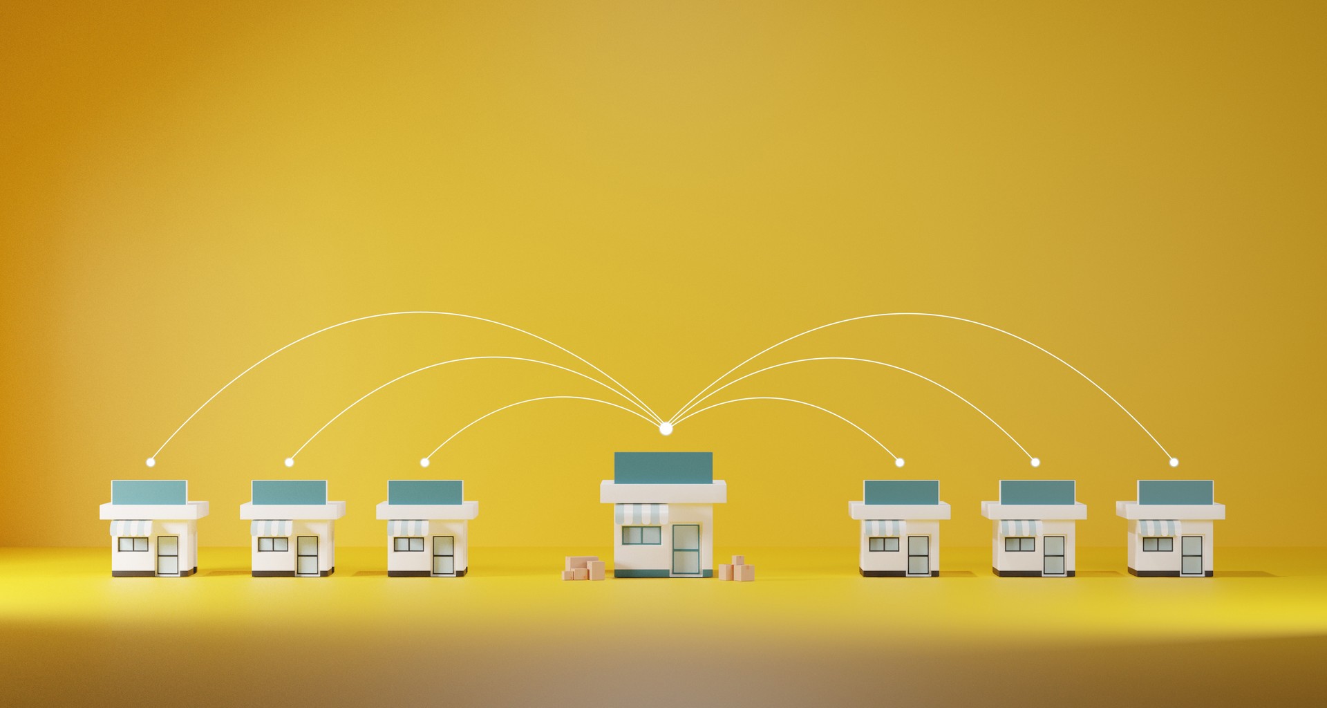 Business sale growth and expand shop franchise concept, Store connection link with others shop and supermarket.