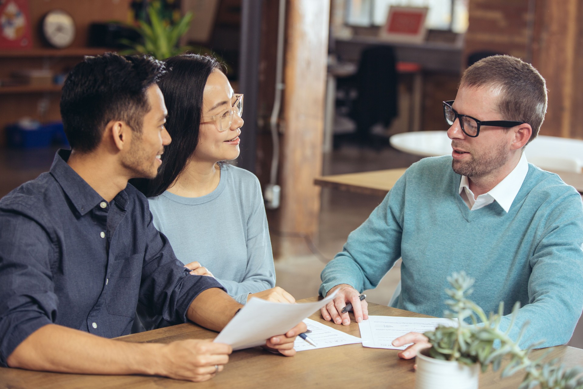 Couple getting financial advice